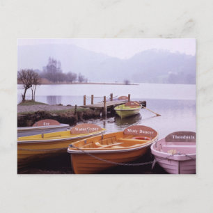 Boats in Lake District Northern England Postcard
