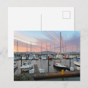 Boats in marina postcard