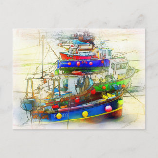 BOATS IN ST. IVES HARBOUR POSTCARD