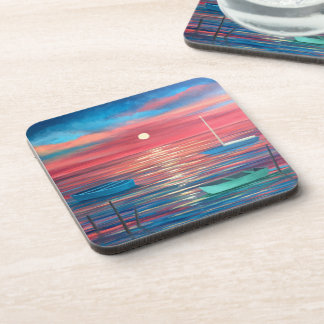 Boats in Sunset coaster set of 6
