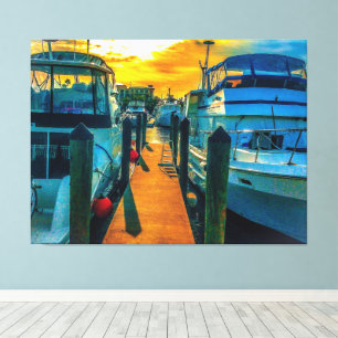 Boats in the Harbour Sunset Canvas Print