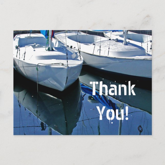 Boats in the Yacht Harbour Thank You Postcard (Front)