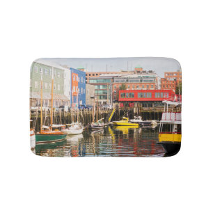 Boats Moored   Portland, Maine Bath Mat