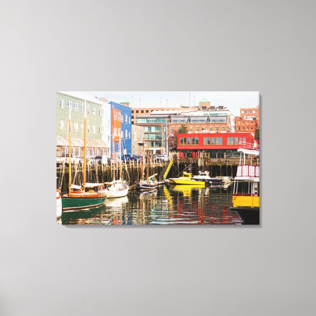Boats Moored | Portland, Maine Canvas Print (Front)