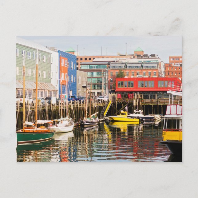 Boats Moored | Portland, Maine Postcard (Front)
