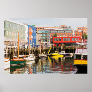 Boats Moored   Portland, Maine Poster