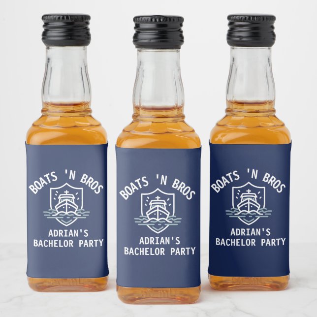 Boats N Bros Bachelor Party Favor Nautical Groom Liquor Bottle Label (Bottles)