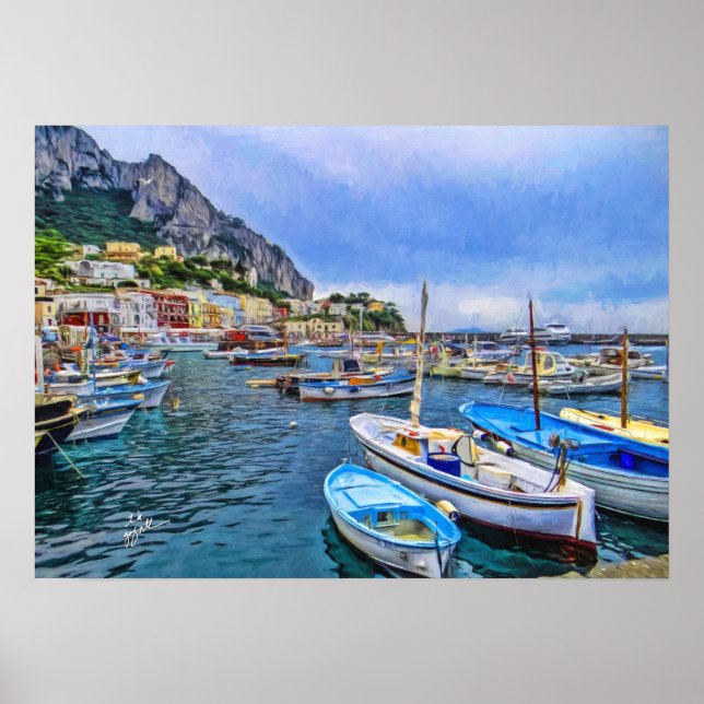 Boats of Capri Italian Photo Art Poster (Front)