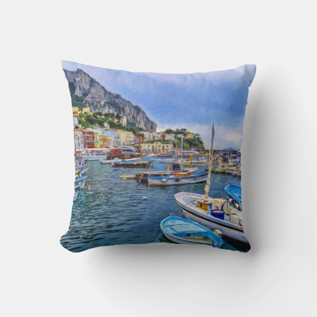Boats of Capri Italy Travel Photo Art Cushion (Front)
