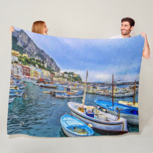 Boats of Capri Italy Travel Photography Popular Fleece Blanket