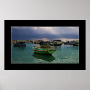 Boats of fishing village Marsaxlokk on Malta Poster
