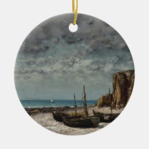 Boats on a Beach, Étretat – Gustave Courbet Ceramic Tree Decoration