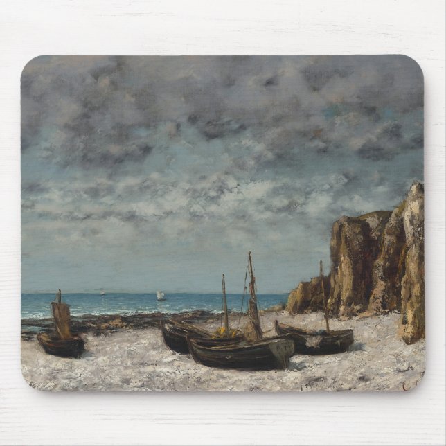 Boats on a Beach, Étretat – Gustave Courbet Mouse Mat (Front)
