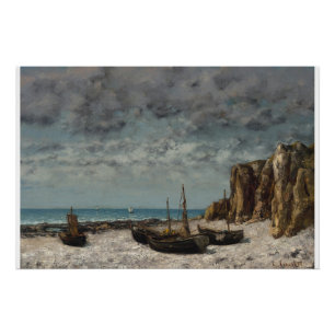 Boats on a Beach, Étretat – Gustave Courbet Poster