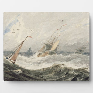 Boats on a Stormy Sea (w/c over graphite on wove p Plaque