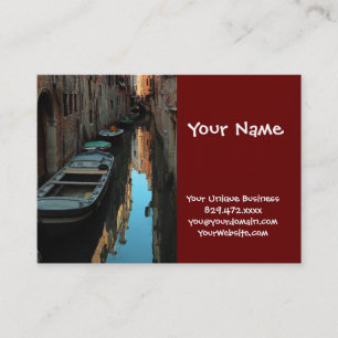 Boats on Canal Water Venice Italy Buildings Business Card