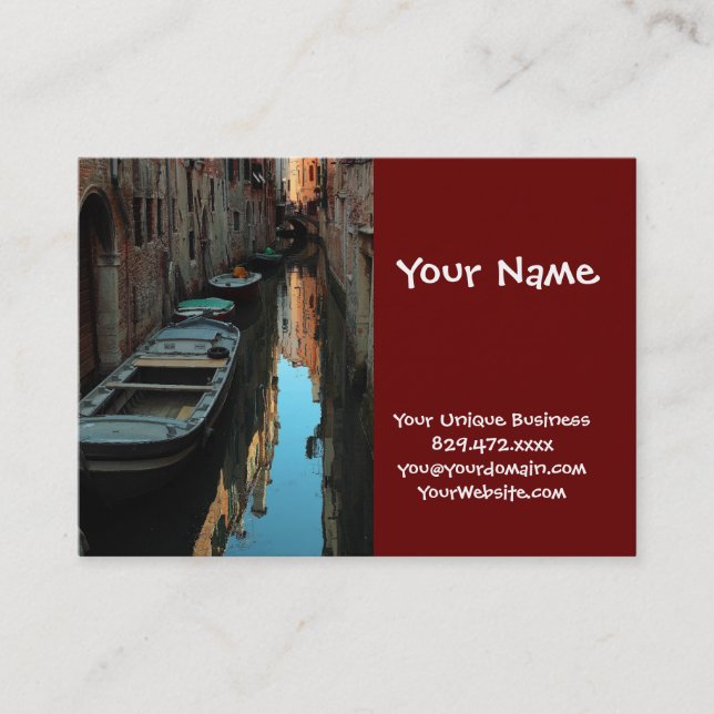 Boats on Canal Water Venice Italy Buildings Business Card (Front)