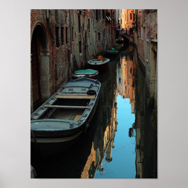 Boats on Canal Water Venice Italy Buildings Poster (Front)
