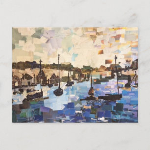Boats On Lake Erie Paper Collage Postcard