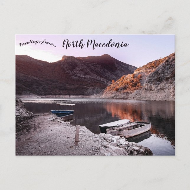 Boats on Lake Kozjak North Macedonia Postcard (Front)