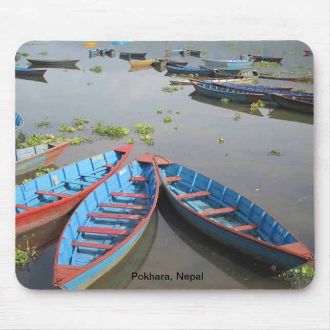 Boats on Phewa Lake Mouse Mat (Front)