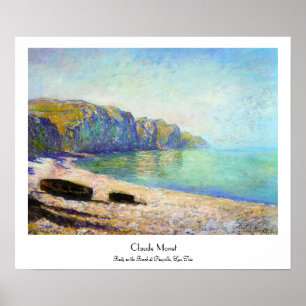 Boats on the Beach at Pourville, Low Tide Monet Poster