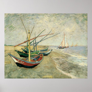 Boats on the Beach at Saintes-Maries - Van Gogh Poster