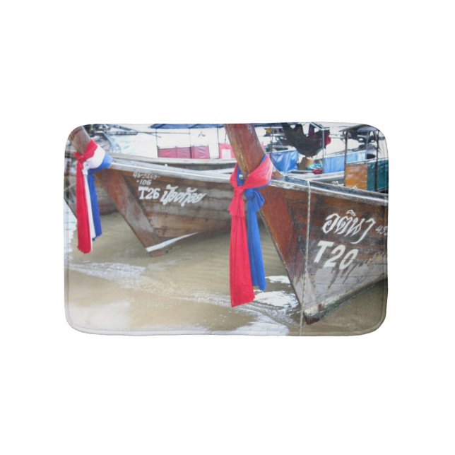 Boats On The Beach | Phi Phi Islands, Thailand Bath Mat (Front)