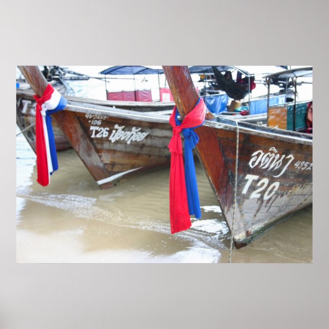 Boats On The Beach | Phi Phi Islands, Thailand Poster (Front)
