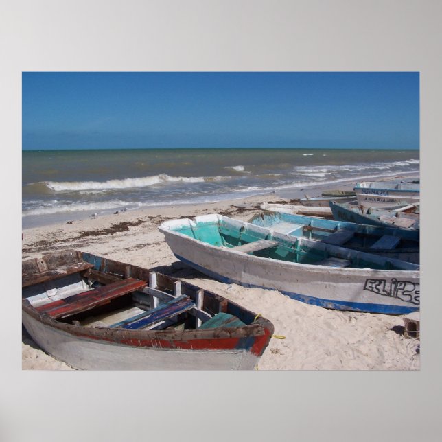 Boats on the Beach Poster (Front)