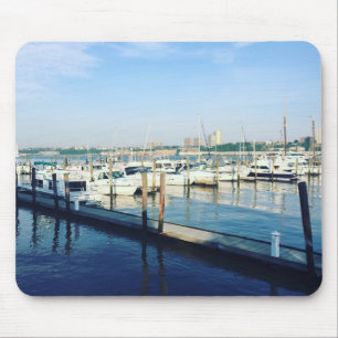 Boats on the Hudson River, Riverside Park, NYC Mouse Mat