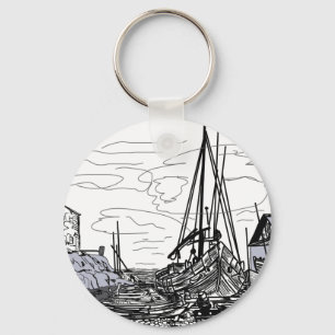 boats on the sea key ring