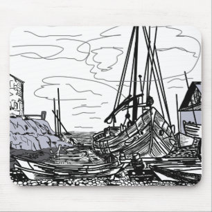 boats on the sea mouse mat