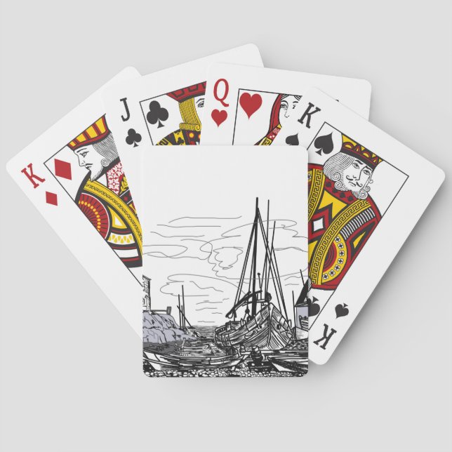boats on the sea playing cards (Back)
