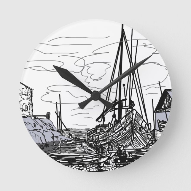 boats on the sea round clock (Front)