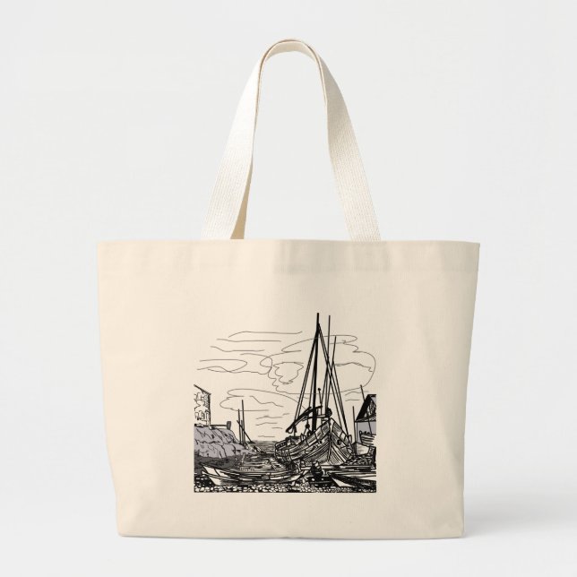 boats on the water large tote bag (Front)