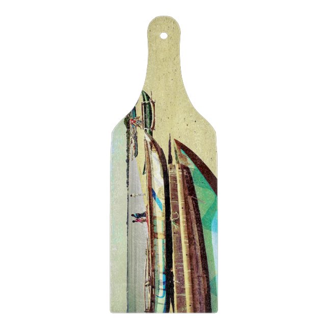 Boats on Tropical Beach Cutting Board (Front)