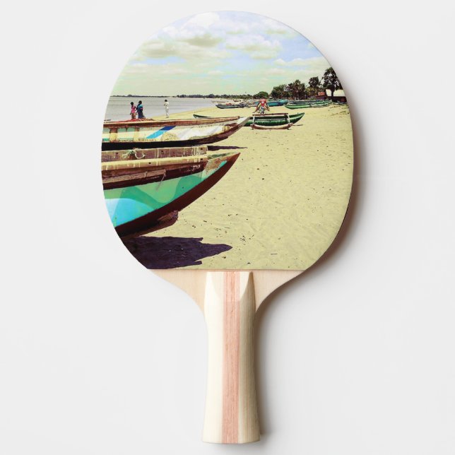 Boats on Tropical Beach Ping Pong Paddle (Front)