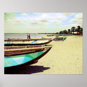 Boats on Tropical Beach Poster