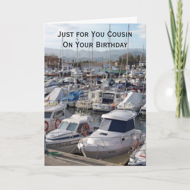 Boats Personalised Cousin Birthday Card (Front)