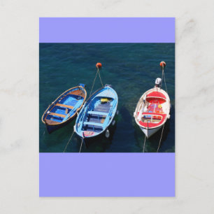 Boats Riomaggiore harbour Postcard