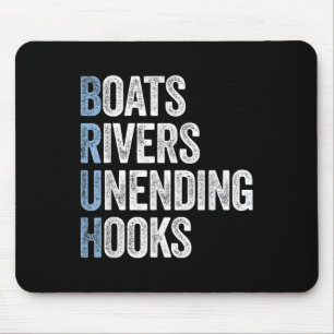 Boats Rivers Unending Hook Funny Fishing Gift Fish Mouse Mat