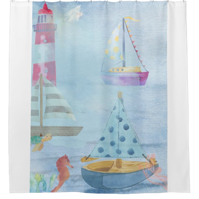 Boats Shower Curtain (Front)