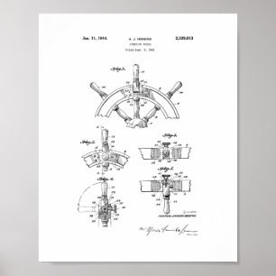Boat's Steering Wheel Patent Poster