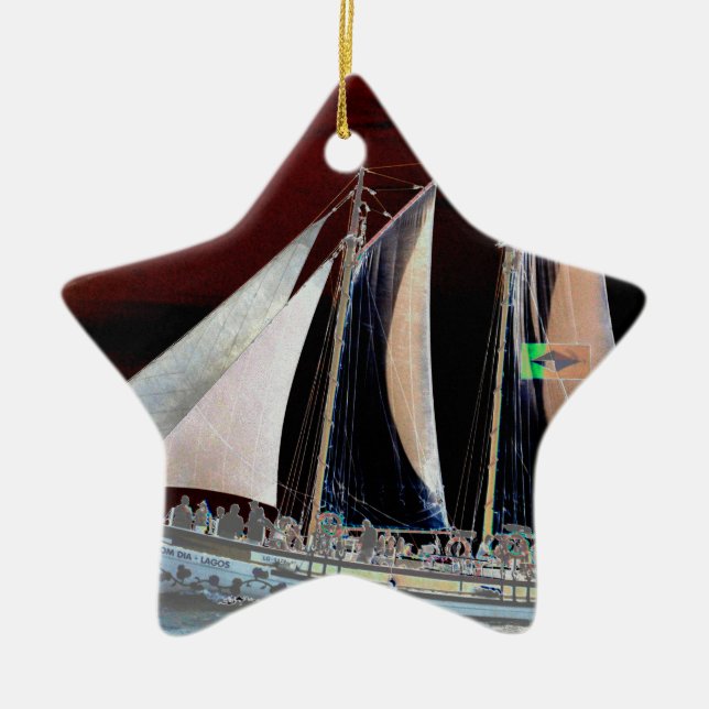 Boats under Sail Ceramic Tree Decoration (Front)