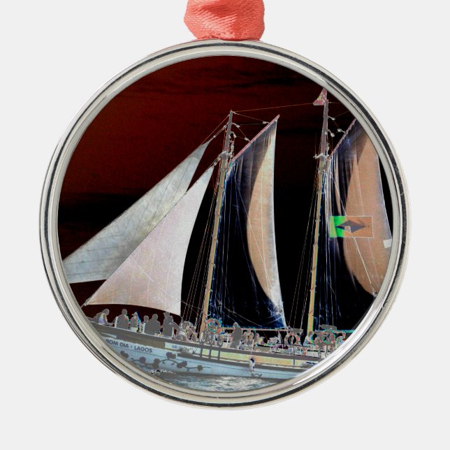 Boats under Sail Metal Tree Decoration (Front)