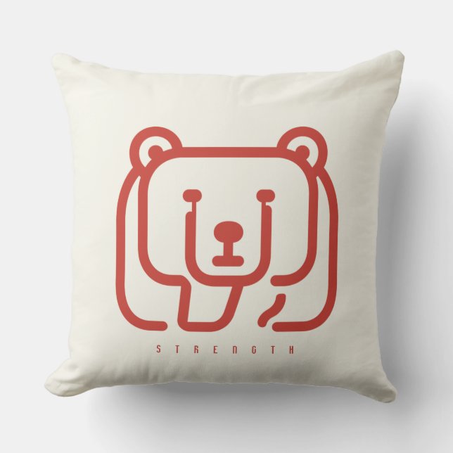 BOAZ Bear – Strength Icon Throw Pillow (Front)