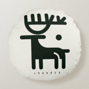 BOAZ Minimalist Nordic Reindeer  Round Cushion