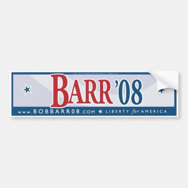 Bob Barr 08 Bumper Sticker (Front)