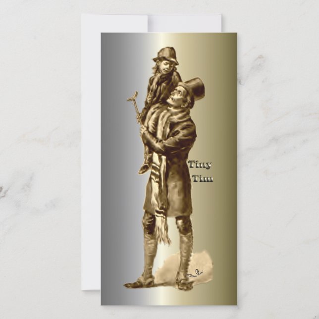 Bob Cratchit and Tiny Tim Christmas Carol Holiday Card (Front)